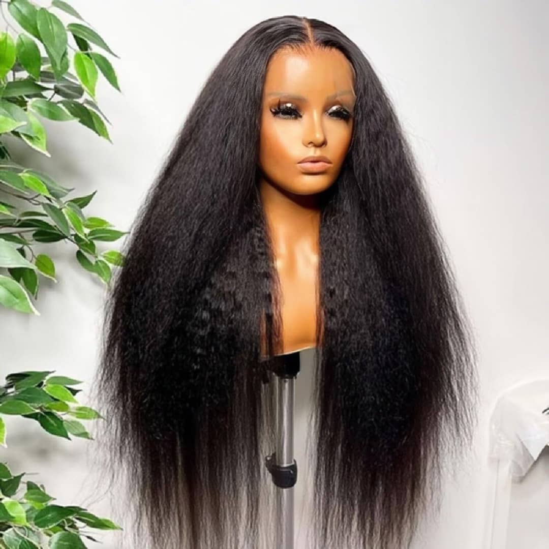 European and American 13x lace fluffy hair wig, African-style high-temperature synthetic fiber kinky wig.