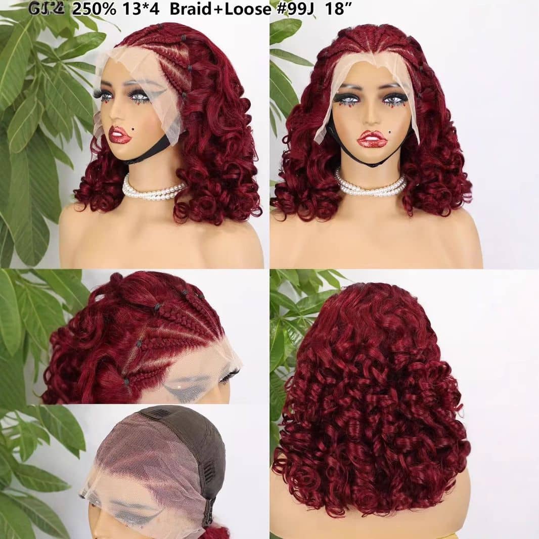 250% 13×4 Braid+Loose Wig High Quality Human Hair Wig