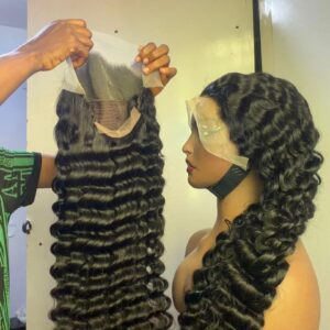 DEEP CURLS NATURAL COLOR  13*4 FULL FRONTAL SDD VIRGIAN  CURLY